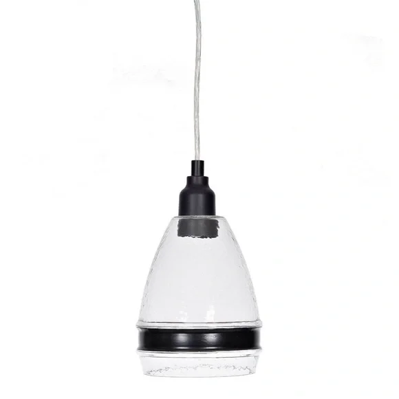 Kirklands Antique Black Belle Clear Glass Pendant Light